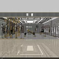 Modern Fashion Store Interior With Clothing Displays Mannequins And Golden Decorative Accents