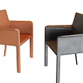 Modern Brown and Gray Leather Upholstered Dining Chairs With Sleek Armrests Design
