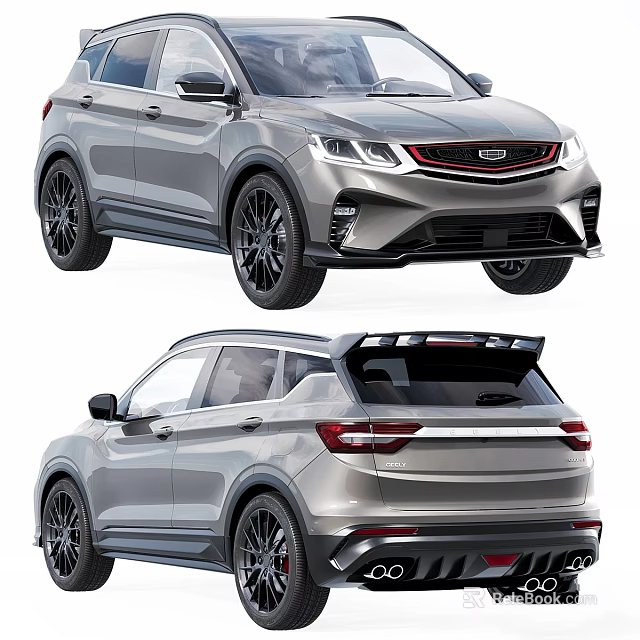 Silver SUV Car With Black Wheels And Rear Design Features 3d model 