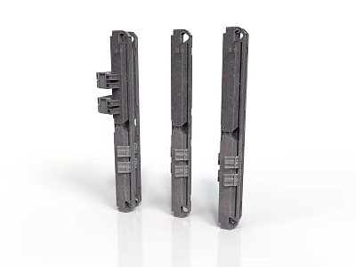 Three Durable Black Metal Sliding Equipment Parts For Industrial Applications 3d model