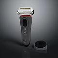 Modern Electric Shaver With Gray And Red Body And Matching Charging Base For Daily Use