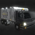 Municipal Garbage Truck With Yellow Warning Lights Enclosed Body And Illuminated Headlights