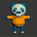 Cute Panda Doll With White Body Blue Ears And Orange Clothes For Kids