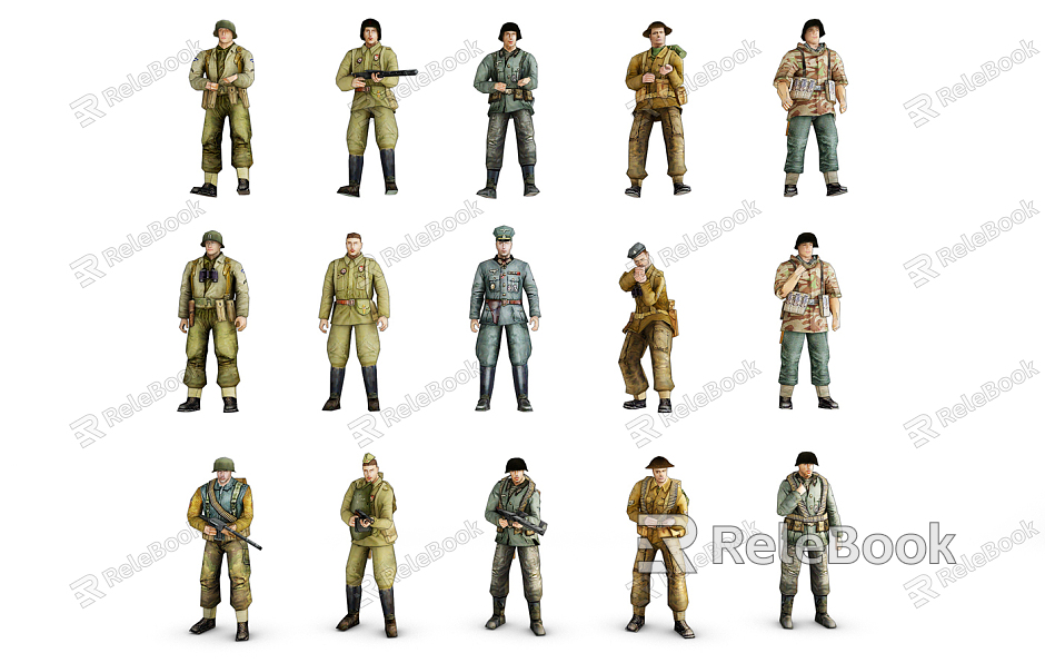 Modern Game Characters World War II Game Characters model