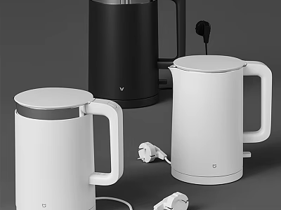 Sleek Modern Electric Kettles In Black And White For Daily Home Use 3d model