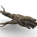 Natural Dry Tree Log With Rough Texture And Branchy Structure For Decoration 3d model
