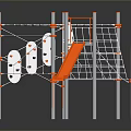 Orange And White Kids Playground Equipment Featuring Climbing Net And Slide