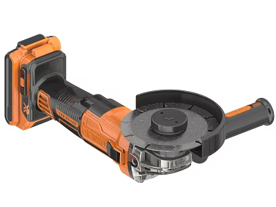 Industrial Electric Angle Grinder With Orange Black Body And Grinding Wheel 3d model