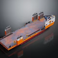 Large Orange and White Water Barge Featuring Open Deck for Cargo Transport 3d model