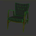 Stylish Single Chair With Gray Fabric Seat Wooden Armrests And Button Tufted Backrest