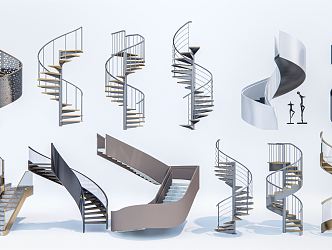 Modern revolving staircase combination metal staircase steel frame staircase arc staircase 3d model