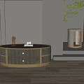 Modern Round Coffee Table With Dark Wooden Surface Gold Frame And Drawers In Living Interior