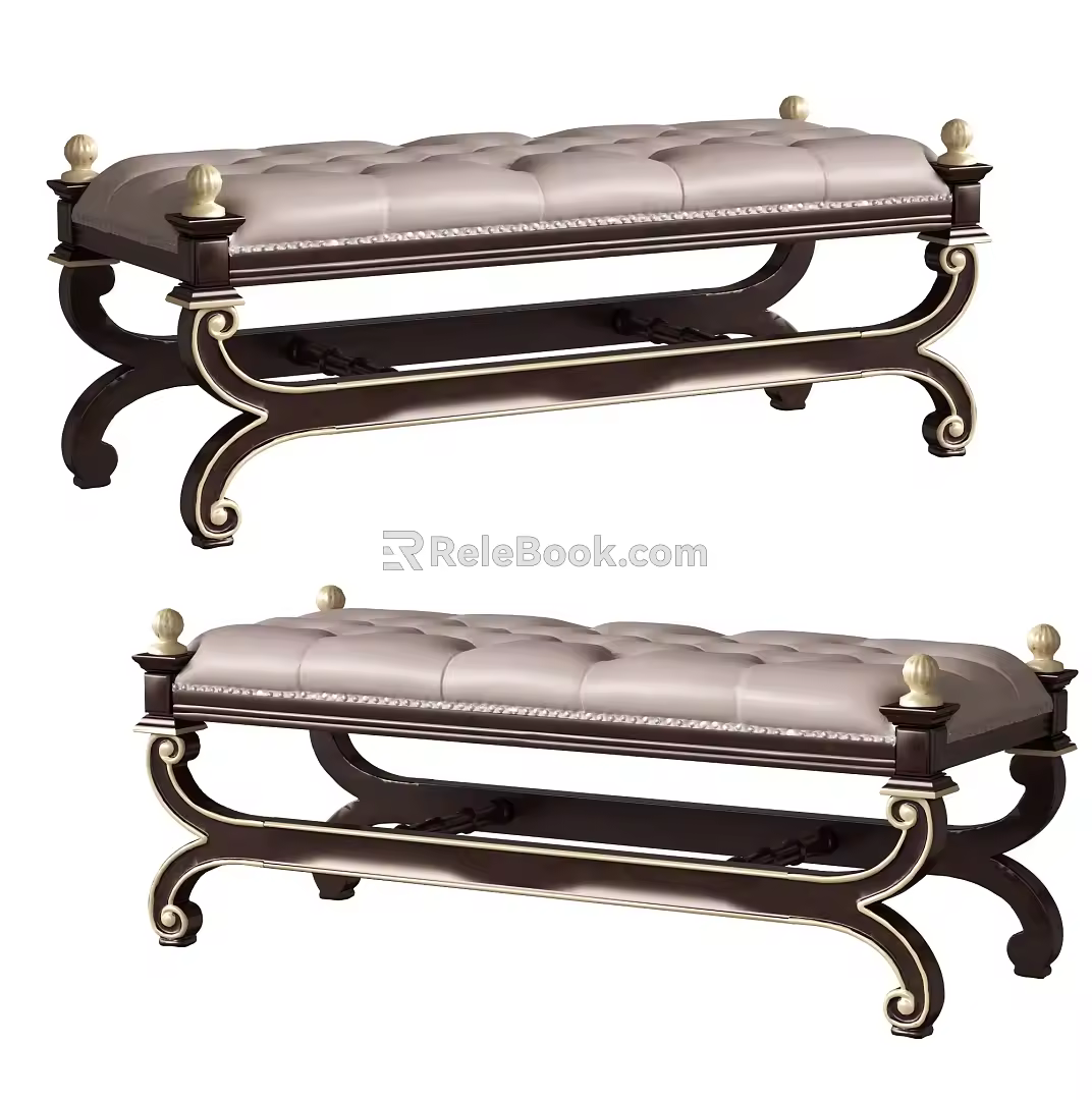 bed end stool 3d model