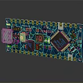 Blue Electronic Circuit Board With Integrated Chip USB Port And Components For Device 3d model