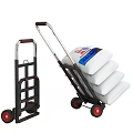 Sturdy Hand Trucks With Stacked White Sacks For Heavy Load Transport 3d model
