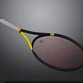Tennis Racket With White Grip Yellow Black Frame And Red Strings