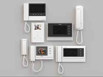 Modern White Intercom Systems And Door Entry Devices With Screens And Keypads 3d model