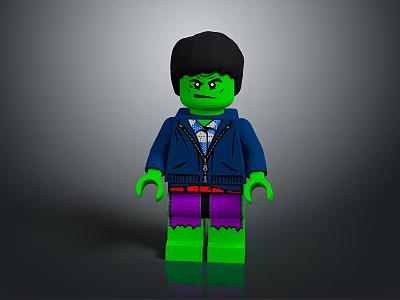 Lego Hulk Minifigure With Green Body Blue Jacket And Purple Pants 3d model