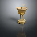 Traditional Carved Sculpture With Three Legs Handle Round Base And Decorative Patterns
