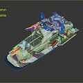 Sci Fi Cosmic Spacecraft Design With Purple White Camouflage And Weapon Structures 3d model