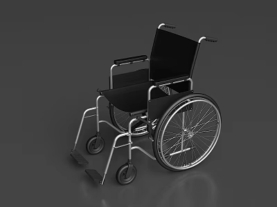 Black Wheelchair With Metal Frame Comfortable Seat And Caster Wheels 3d model