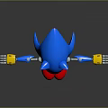 Game Movie Character Blue Mechanical Hedgehog With Yellow Ear Tips Red Shoes Circular Chest Emblem