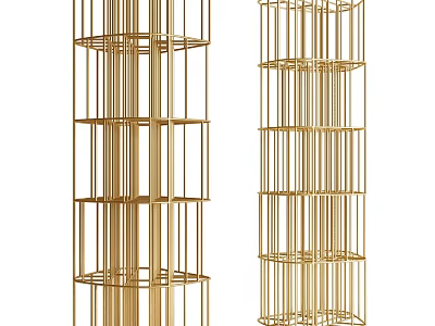 Modern Multi Tiered Golden Metal Shelving Unit for Home Storage 3d model
