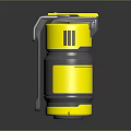 Yellow And Silver Cylindrical Tactical Weapon With Metal Components And Pull Ring Design 3d model