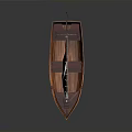 Wooden Sailboat With Turquoise Bottom White Sail And Red Mast Structure