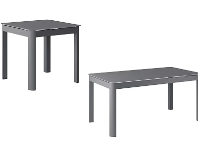 Modern Gray Dining Tables Square and Rectangular Minimalist Style for Home 3d model