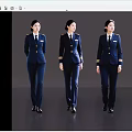 Women in Navy Blue Professional Uniforms with Gold Epaulets and Badges