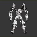 Futuristic Mechanical Robot Character In Black And White Standing Pose With Detailed Structure