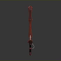 Red Decorative Sword With Intricate Hilt Shiny Blade And Blue Accents