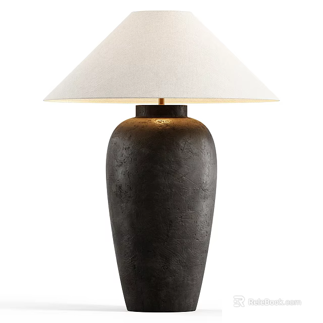 Elegant White Shade Textured Black Base Table Lamp for Modern Home Decor 3d model