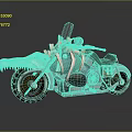 Unique Crocodile Head Shaped Motorcycle With Mechanical And Decorative Elements 3d model