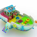 Colorful Swing Door For Kids Playground Boat With Slide And Dragon Head