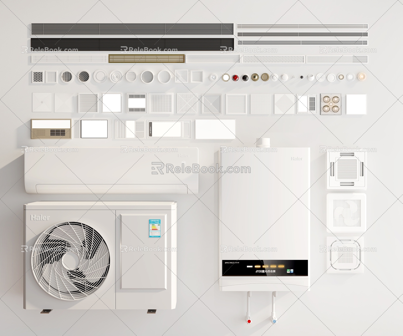 Modern air conditioner air outlet air conditioner outlet external machine water heater bath heater ceiling lamp model