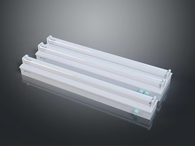 Sleek Modern Furniture Lighting With White Elongated LED Tubes And Reflective Surface 3d model