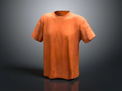 Plain Orange Short Sleeve T-shirt With Casual Design And Smooth Texture 3d model