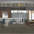 Elegant Modern Restaurant Interior With Dining Tables Chandeliers Bookshelves And Glass Partitions