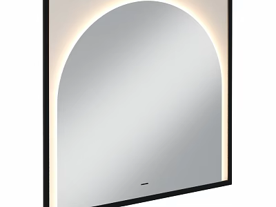 Modern Illuminated Arched Top Mirror with Black Frame and LED Lighting 3d model