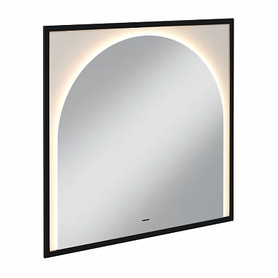 Modern Illuminated Arched Top Mirror with Black Frame and LED Lighting 3d model