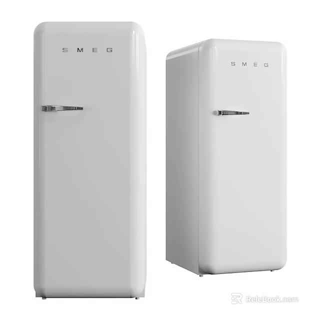 SMEG Retro White Fridge Freezer With Sleek Design And Branded Logo 3d model 
