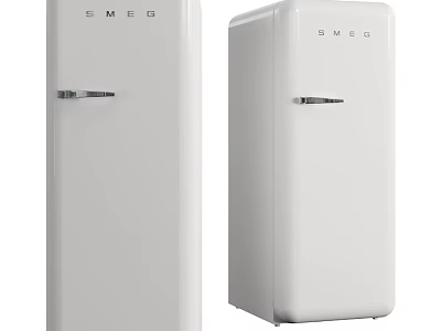 SMEG Retro White Fridge Freezer With Sleek Design And Branded Logo 3d model