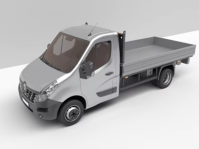 Silver Single Cab Flatbed Truck With Modern Utility Design And Open Cargo Area 3d model