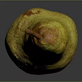 Single Juicy Ripe Organic Yellow Pear With Brown Spots On Gray Background