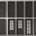 Stylish Black Interior Doors With Various Panel And Glass Designs 3d model