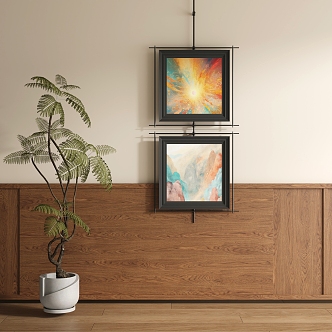 Modern metal rod decorative painting 3d model