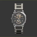 Modern Stainless Steel Wrist Watch With Skeleton Design Black Dial And Chronograph Function 3d model