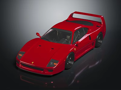 Red Ferrari Sports Car With Sleek Design And Rear Spoiler On Black Background 3d model